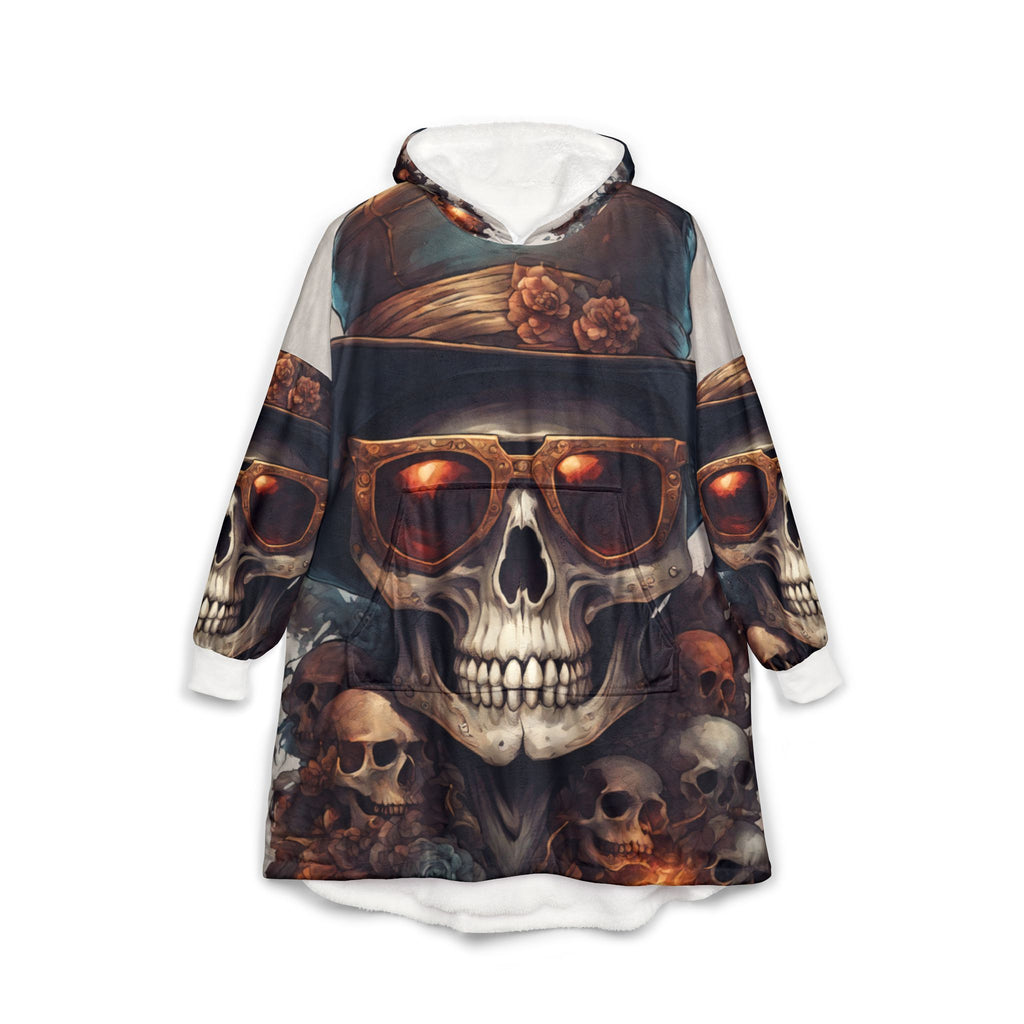 Gothic Skull Hooded Blanket - Cozy Wrap for Halloween, Unique Gift for Men and Women, Perfect for Movie Nights, Festivals, Home Decor