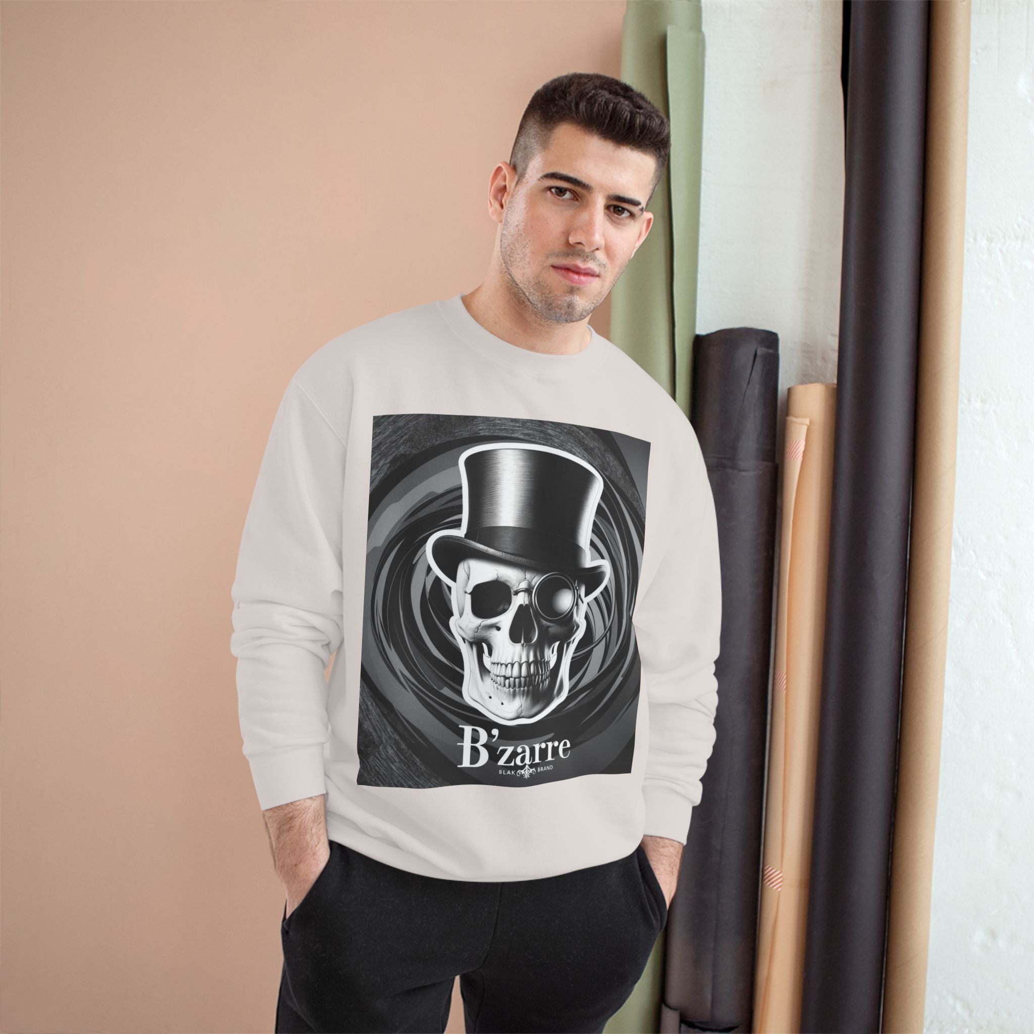 B'zarre Skull Champion Sweatshirt, Gothic Fashion, Unique Gift, Casual Wear, Unisex Style, Perfect for Halloween