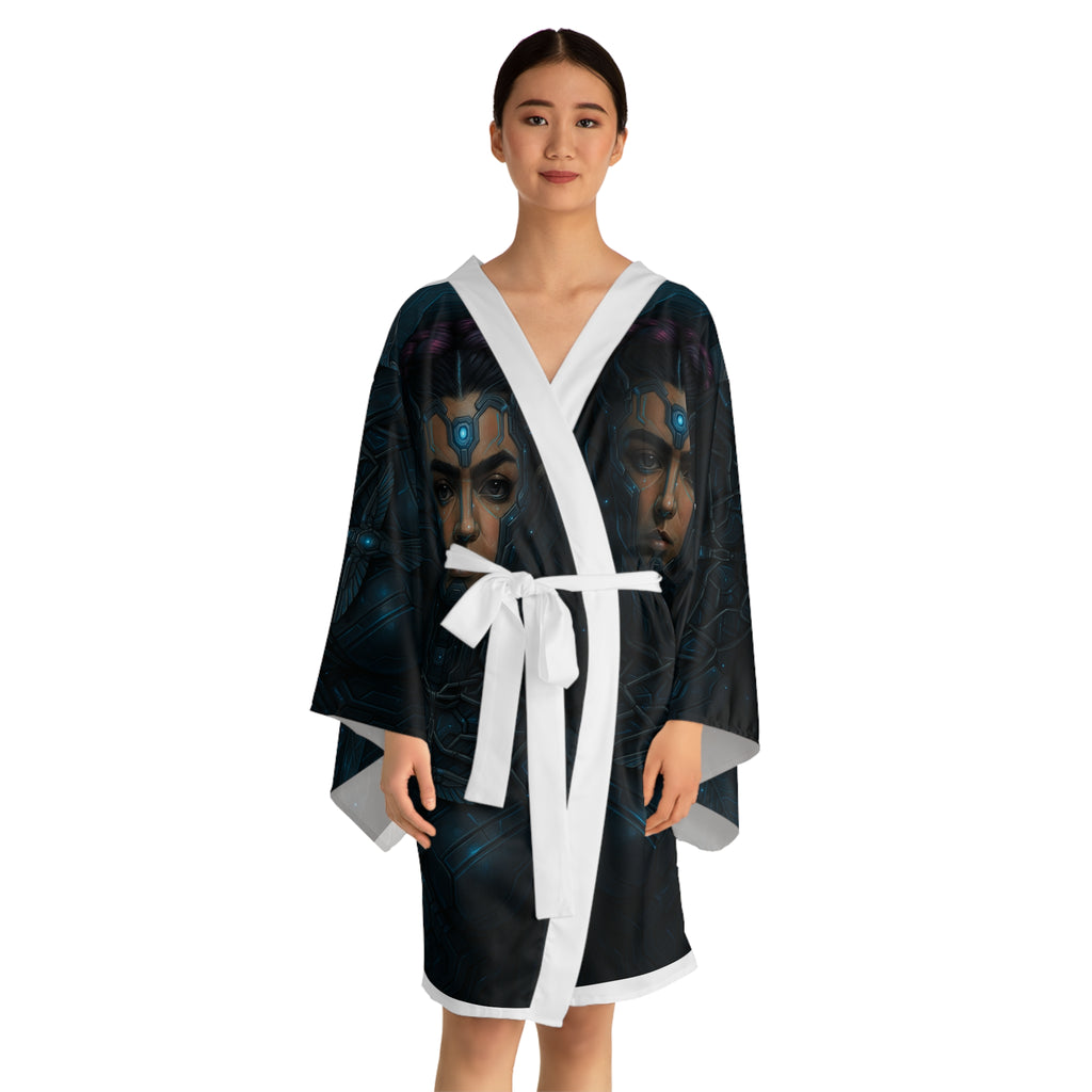 Futuristic Long Sleeve Kimono Robe, Sci-Fi Kimono, Unique Loungewear, Gift for Her, Cosplay Robe, Statement Fashion Piece