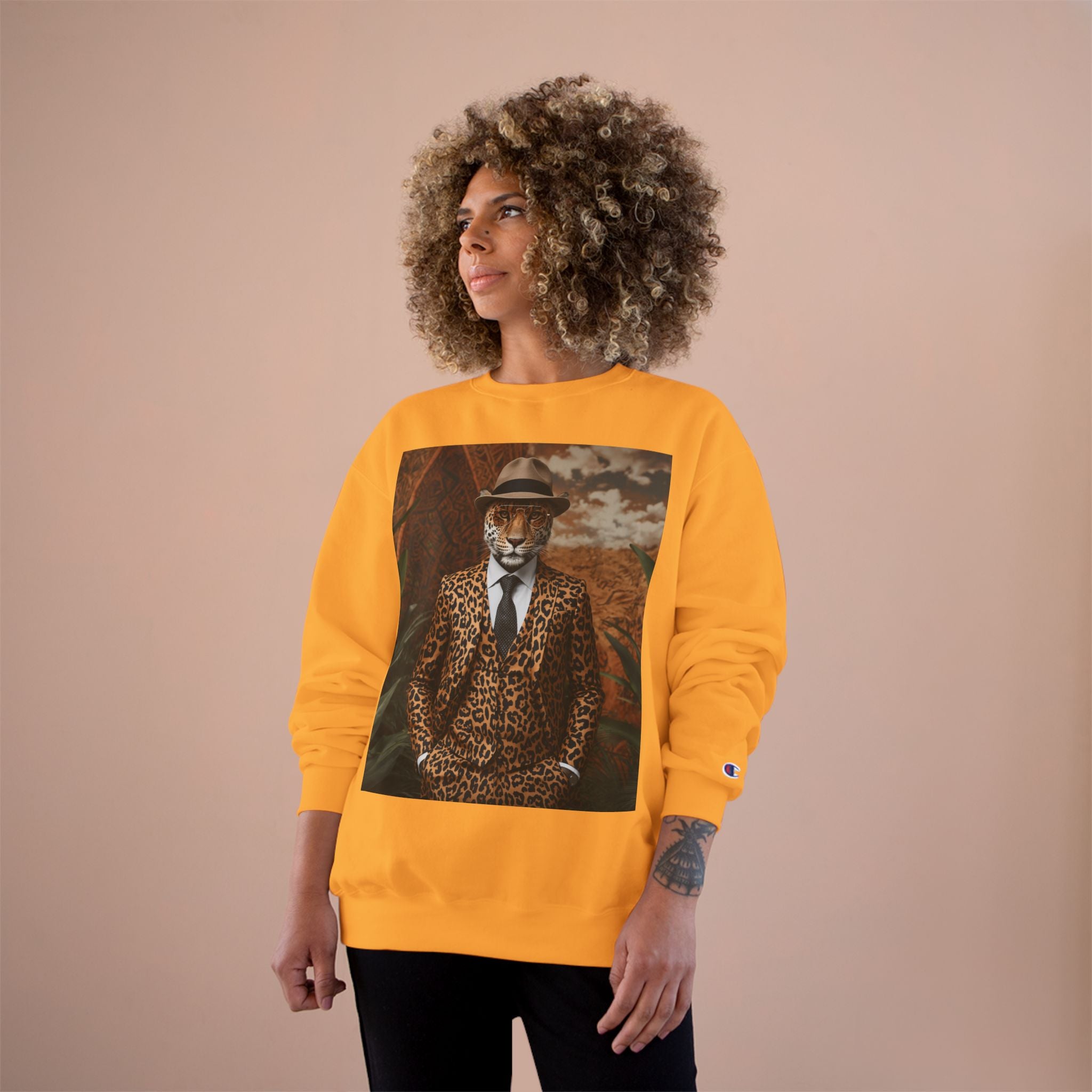 Leopard Gentleman Sweatshirt — Vintage Dapper Tiger Print Crewneck