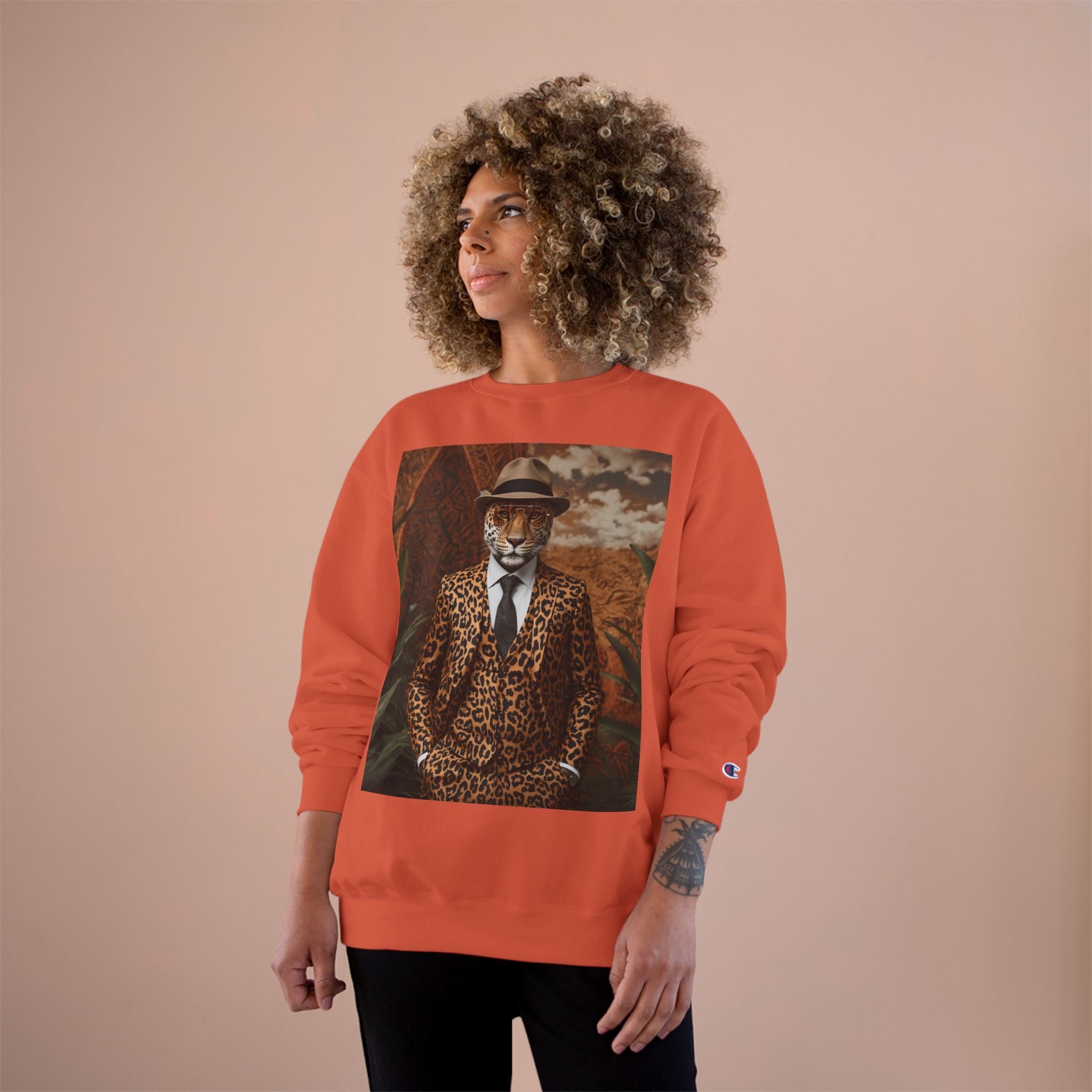 Leopard Gentleman Sweatshirt — Vintage Dapper Tiger Print Crewneck