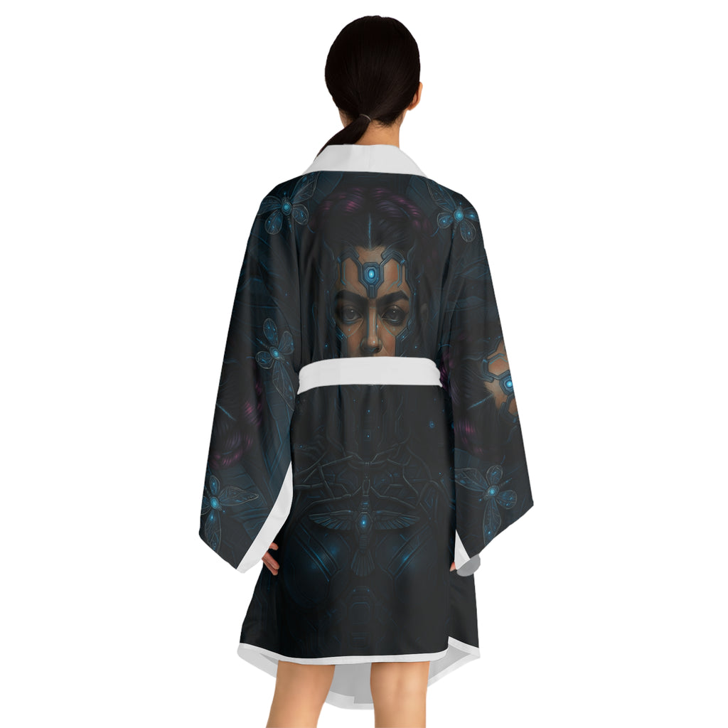Futuristic Long Sleeve Kimono Robe, Sci-Fi Kimono, Unique Loungewear, Gift for Her, Cosplay Robe, Statement Fashion Piece