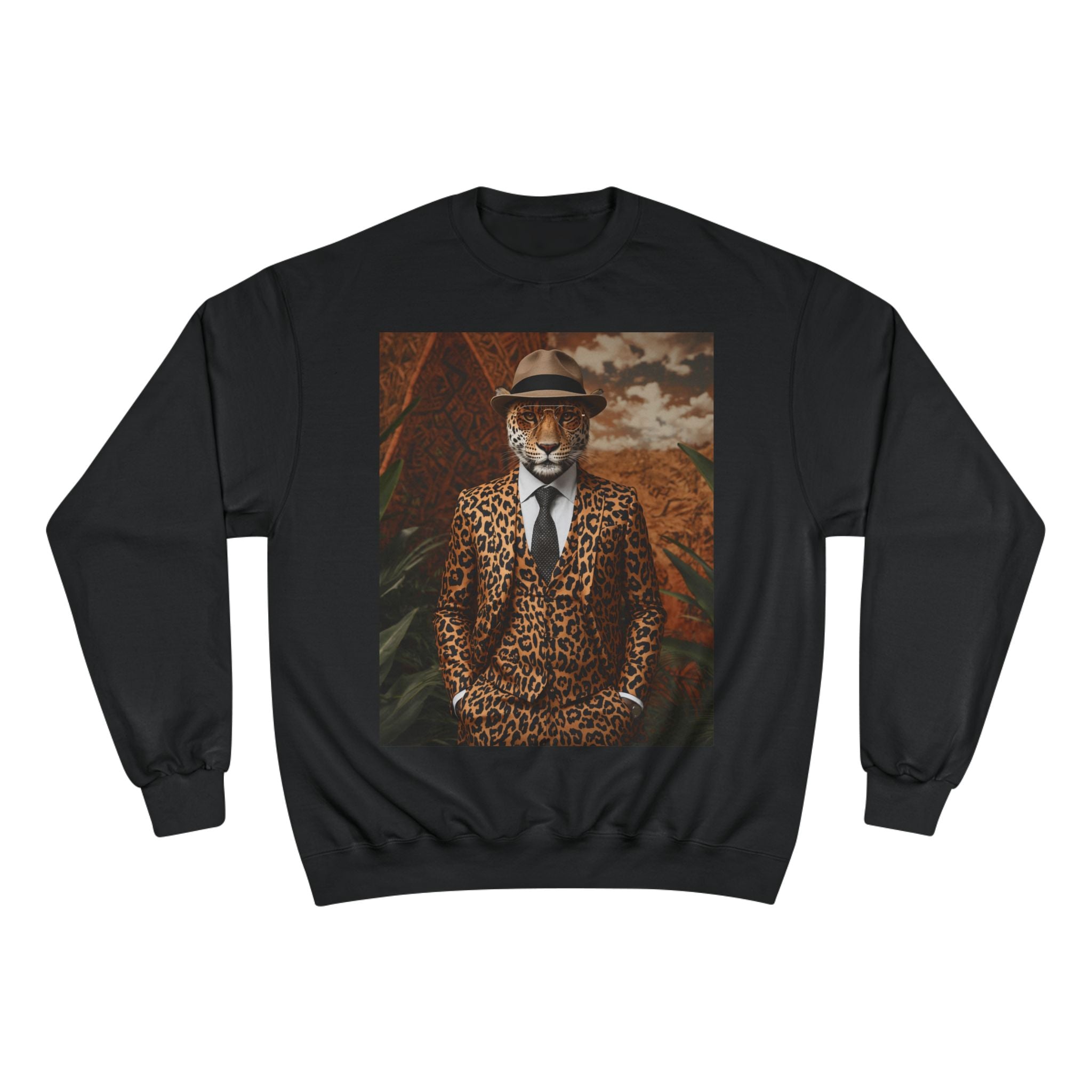 Leopard Gentleman Sweatshirt — Vintage Dapper Tiger Print Crewneck