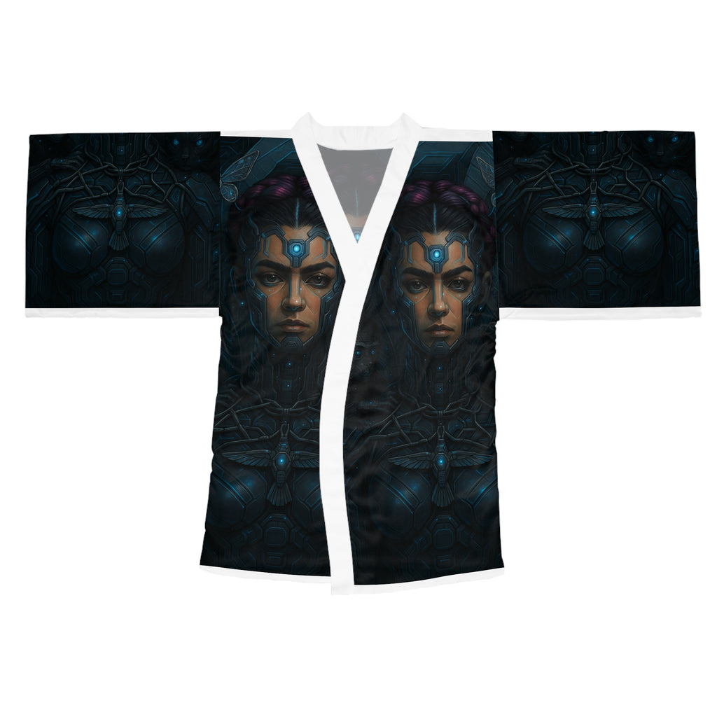 Futuristic Long Sleeve Kimono Robe, Sci-Fi Kimono, Unique Loungewear, Gift for Her, Cosplay Robe, Statement Fashion Piece