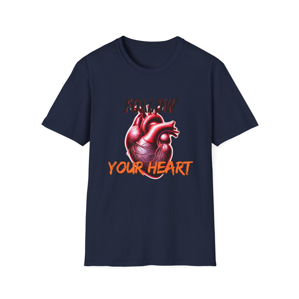 Follow Your Heart Unisex Tee, Heart Graphic T-Shirt, Cute Casual Top, Inspirational Gift, Everyday Wear, Heart Awareness