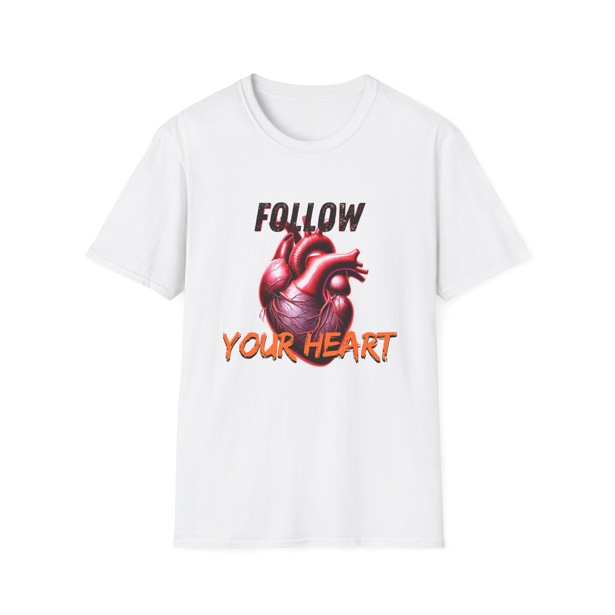 Follow Your Heart Unisex Tee, Heart Graphic T-Shirt, Cute Casual Top, Inspirational Gift, Everyday Wear, Heart Awareness