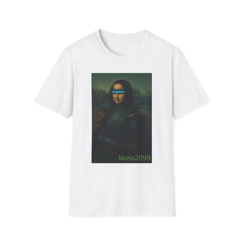 Funky Art Graphic Tee, Unisex Softstyle T-Shirt with Mona2099 Design, Vintage Style Shirt, Gifts for Art Lovers, Cool Casual Wear