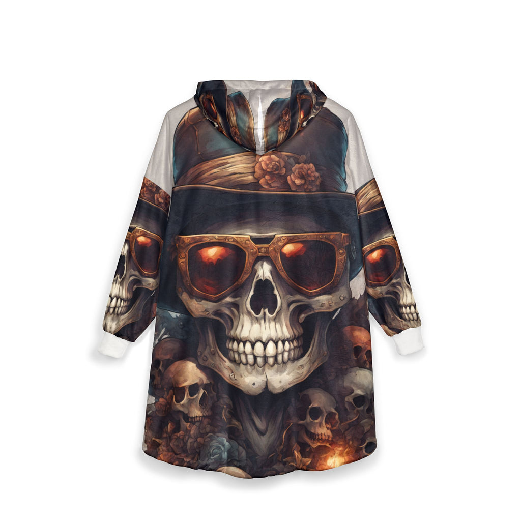 Gothic Skull Hooded Blanket - Cozy Wrap for Halloween, Unique Gift for Men and Women, Perfect for Movie Nights, Festivals, Home Decor
