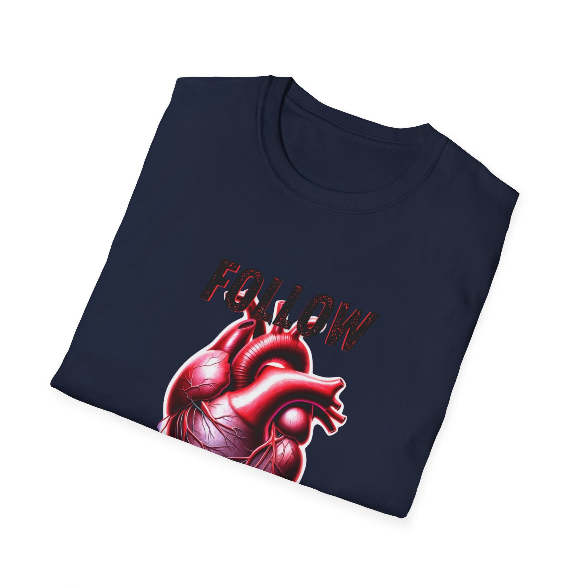 Follow Your Heart Unisex Tee, Heart Graphic T-Shirt, Cute Casual Top, Inspirational Gift, Everyday Wear, Heart Awareness