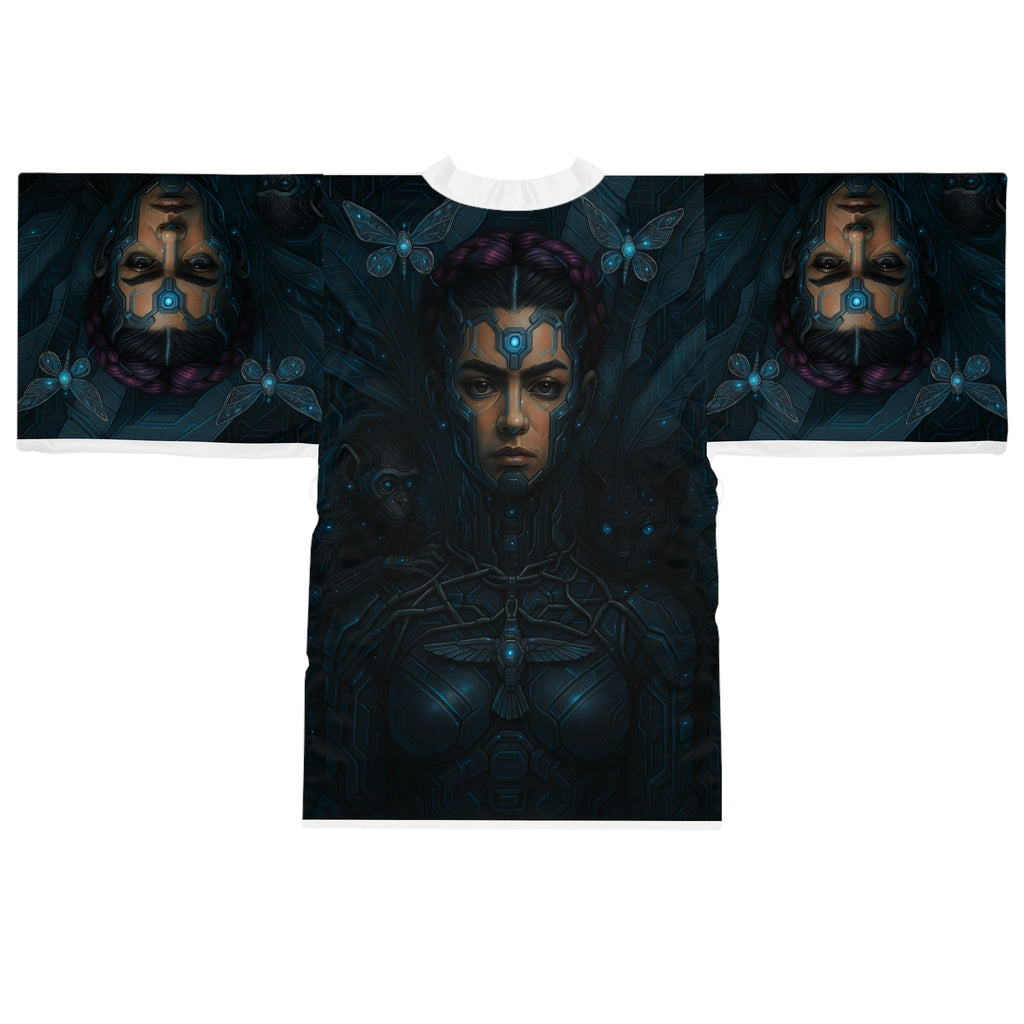 Futuristic Long Sleeve Kimono Robe, Sci-Fi Kimono, Unique Loungewear, Gift for Her, Cosplay Robe, Statement Fashion Piece