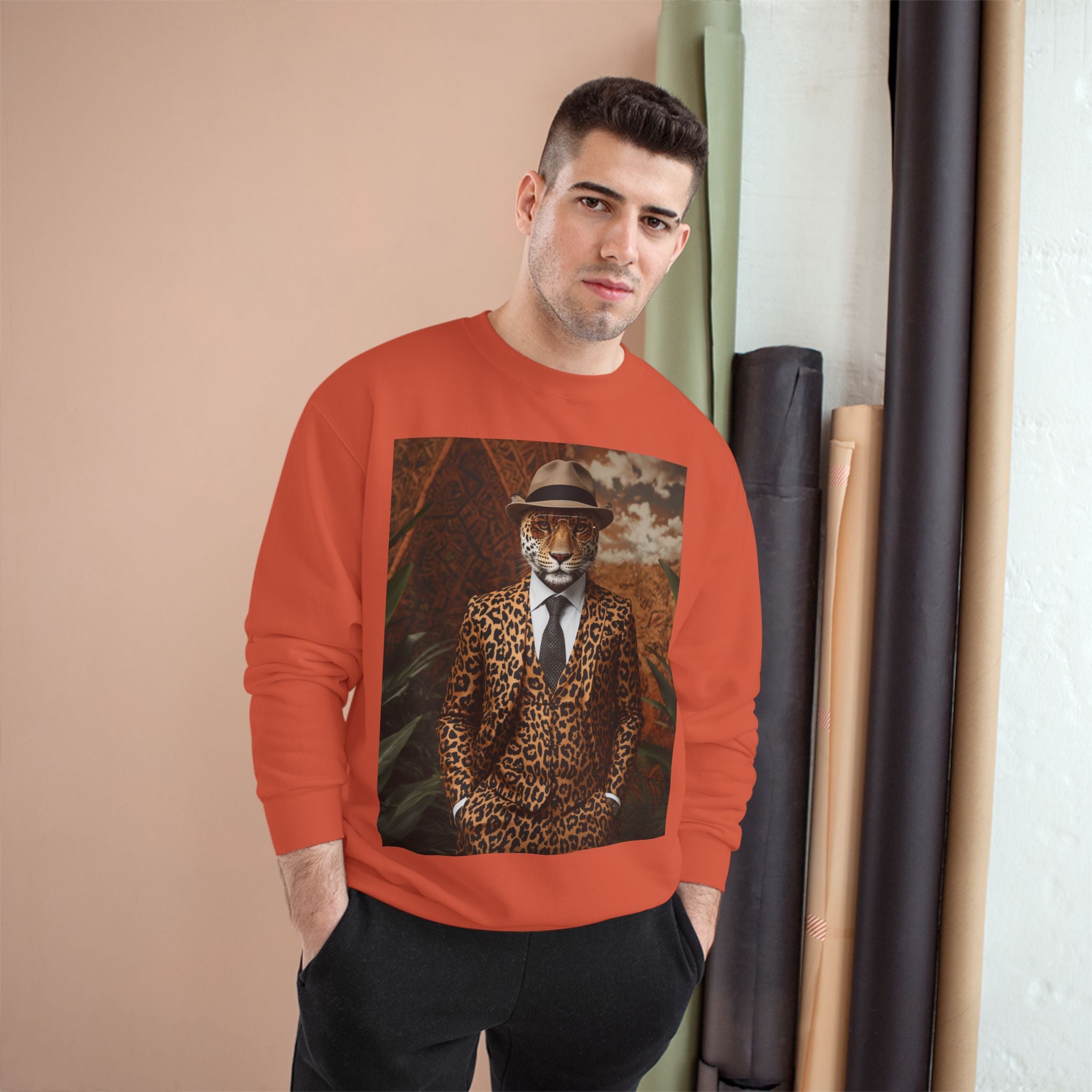 Leopard Gentleman Sweatshirt — Vintage Dapper Tiger Print Crewneck