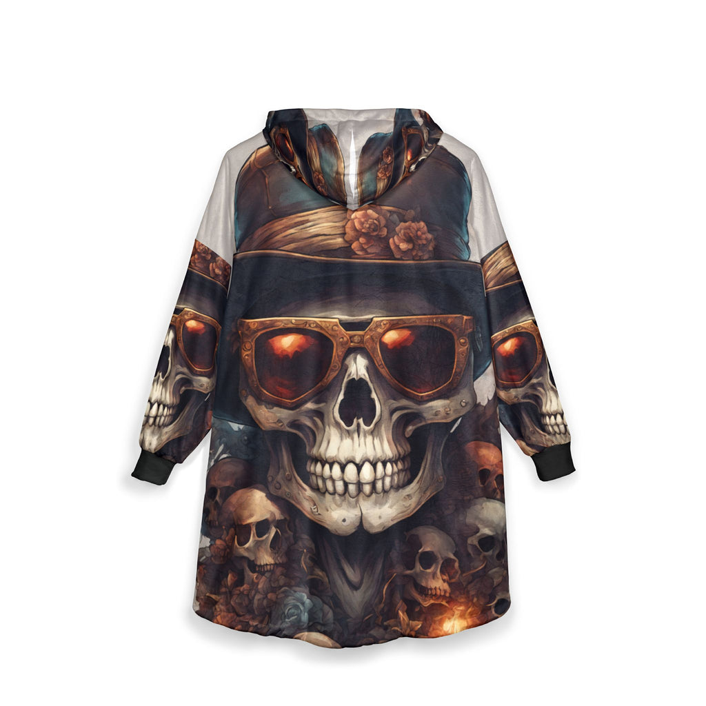 Gothic Skull Hooded Blanket - Cozy Wrap for Halloween, Unique Gift for Men and Women, Perfect for Movie Nights, Festivals, Home Decor