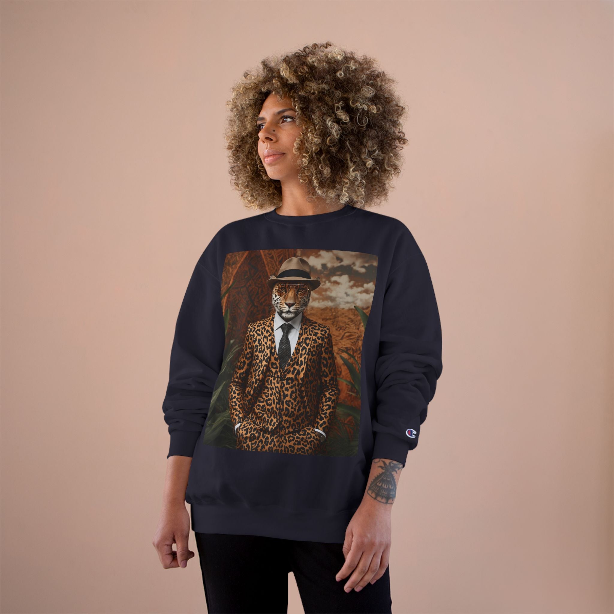 Leopard Gentleman Sweatshirt — Vintage Dapper Tiger Print Crewneck